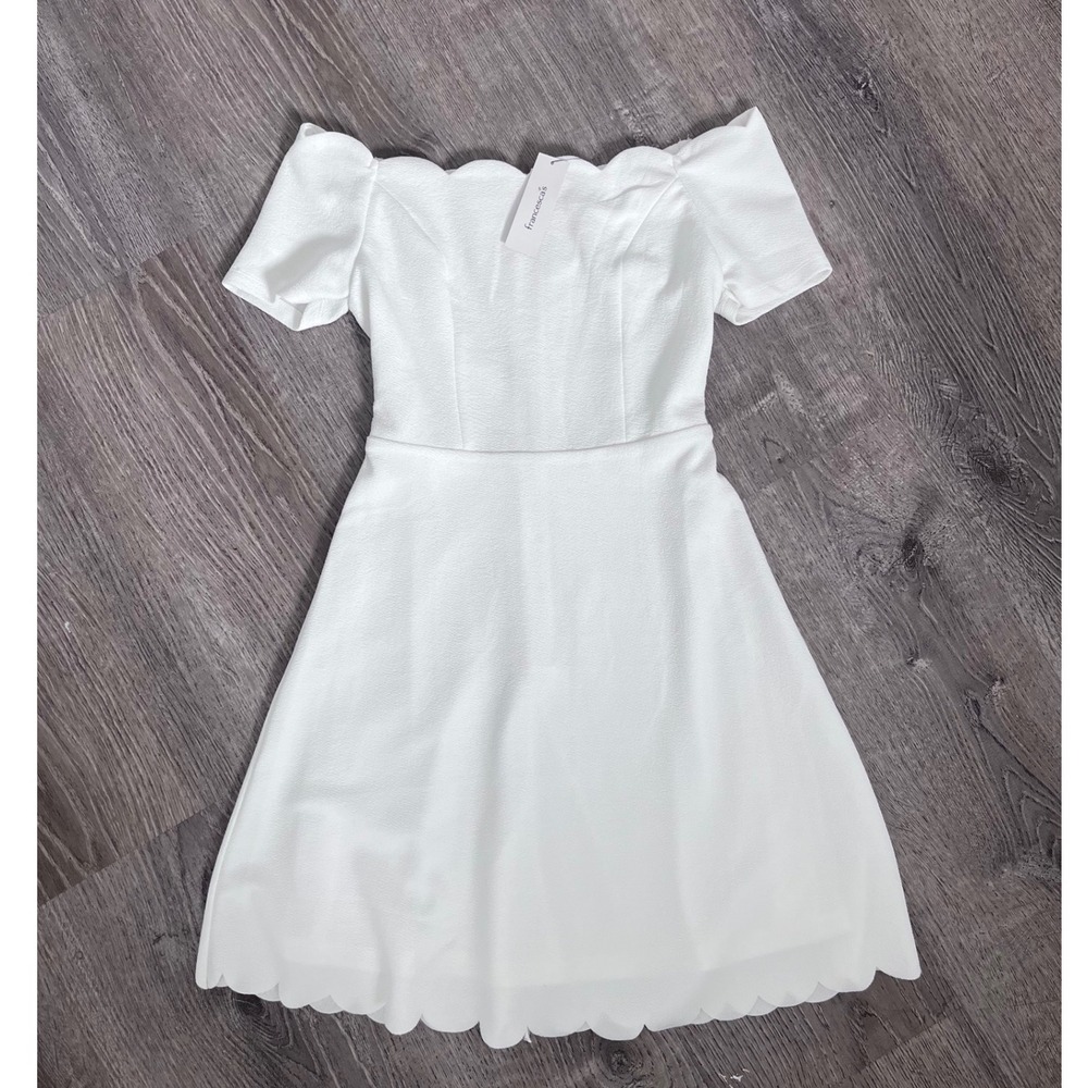 Francescas White The Shoulder Scalloped Mini Dress Bride Casual Party S